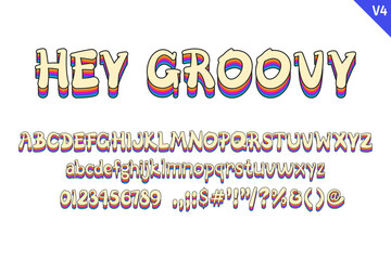 Handcrafted Hey Groovy Letters. Color Creative Art Typographic Design