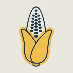 Corncob isolated vector icon. Vegetable sign
