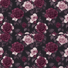 seamless background with burgundy roses