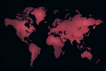 World Map on digital pixelated display