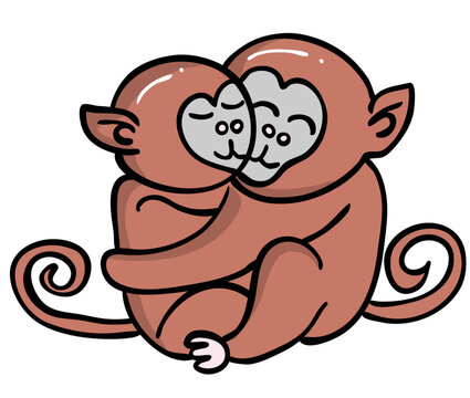 Duo monkey love brown