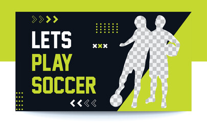 Editable sports  video thumbnail and YouTube cover template, web banner vector concept, trendy design, modern look, soccer thumbnail