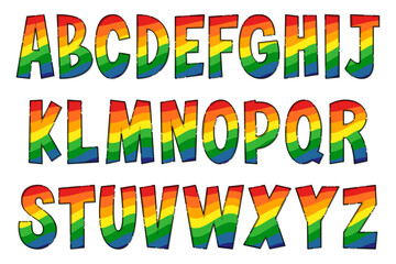 Handcrafted Rainbow Letters. Color Creative Art Typographic Design