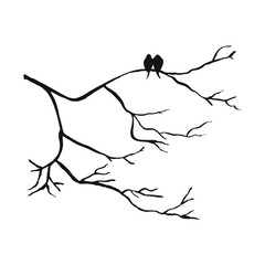 Silhouette of two birds on a tree branch. Vector illustration.