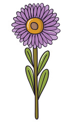 One Light violet daisy flower handdraw illustration