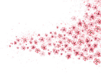 Delicate, pink sakura flowers. Horizontal board, watercolor illustration. For the design and decoration of postcards, posters, stickers, wallpapers, banners, souvenirs.