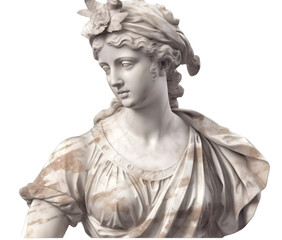 Fototapeta na wymiar marble statue isolated on transparent background, Fictional Person, Generative AI