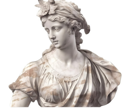 marble statue isolated on transparent background, Fictional Person, Generative AI