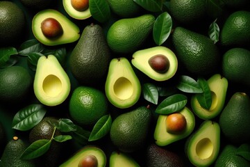 arrangement of fresh Avocados with water droplet