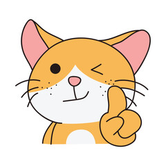 Hand Drawn Cute Cat Sticker Isolated On White Background. Cute Orange Cat Illustration. Cute Cat Kitty, kitten, kawaii, chibi style, emoji, character, sticker, emoticon, smile, emotion, mascot.
