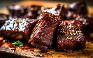 Roasted meat ribs cooked over the grill with flames generative AI