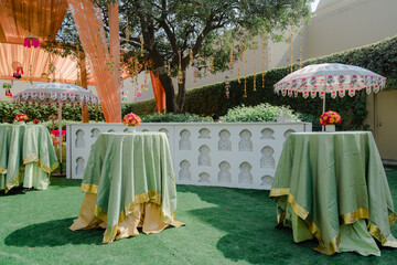 beautiful Wedding setting on the wedding day 