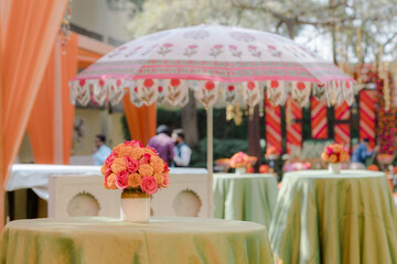 beautiful Wedding setting on the wedding day 