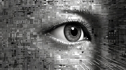 Fototapeta The complexity of digital ethics background. generative AI obraz
