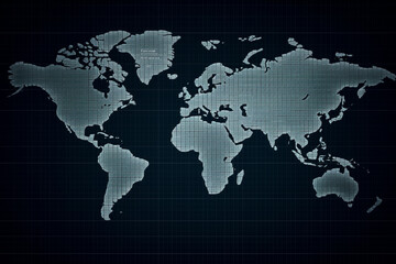 Fototapeta na wymiar World Map on digital pixelated display