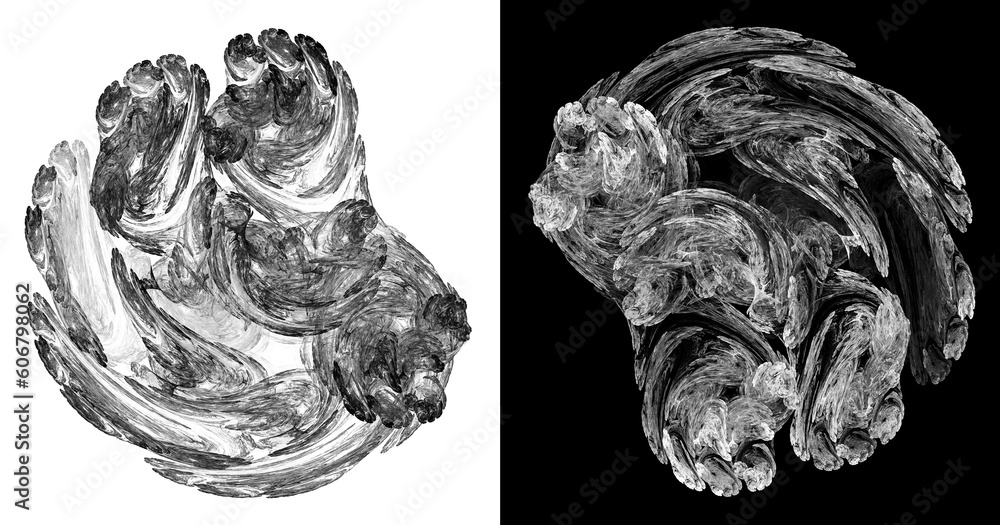 Poster monochrome blurry swirls on white and black backgrounds. set of graphic design elements. set of abst