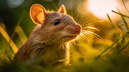 mouse in the grass created with Generative AI technology