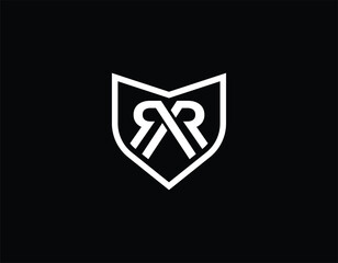 Simple Black Shield Letter RR Logo Type Design Template