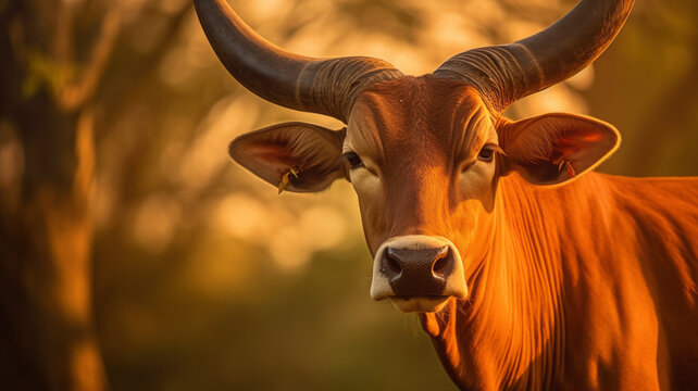 banteng in portrait view created with Generative AI technology