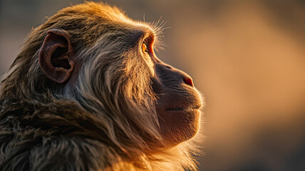 Barbary macaque ape created with Generative AI technology