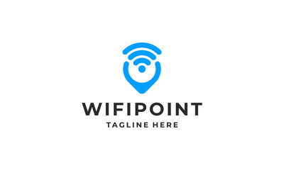 Wifi point logo. Wifi zone location logo design vector illustration