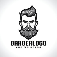 Barber Logo Design Barber Mascot Barber Shop Logo Barber Vector