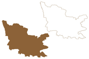 Gussing district (Republic of Austria or Österreich, Burgenland state) map vector illustration, scribble sketch Bezirk Güssing map