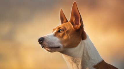 Obraz premium beautiful dog in warm light created with Generative AI technology