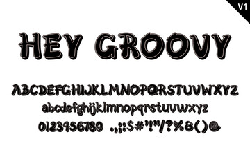 Handcrafted Hey Groovy Letters. Color Creative Art Typographic Design