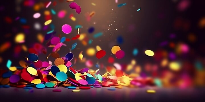 Celebration of Color, Colorful Confetti and Bokeh on a Carnival Background. Digital Art Illustration. ai generated