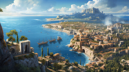 The representation of the ancient city of Carthage. generative AI