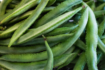 Fresh hyacinth beans ,closeup shot.