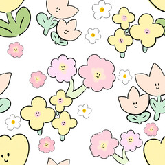Seamless Pattern sweet cute pastel minimal botanical pretty flower