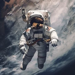 Tuinposter Astronaut in orbit on an unknown planet, Generated by AI © Mateus