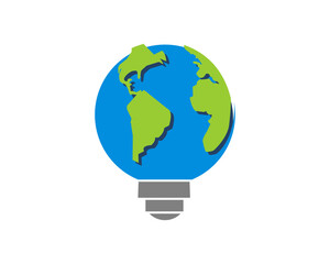 Bulb with globe combination logo