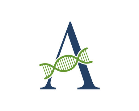 A letter with DNA helix in the middle logo