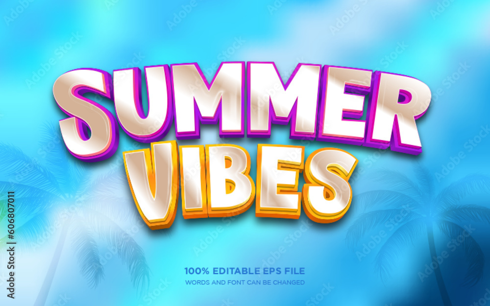Poster summer vibes 3d editable text style effect