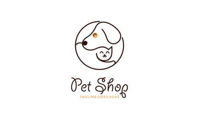 Pet Shop Logo Design in Monoline Style