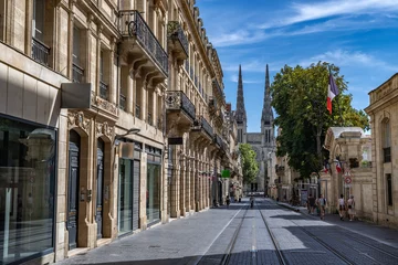 Fotobehang Street With View To Cathedral Saint Andre In The City Of Bordeaux In France © grafxart