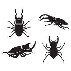 Horn beetle icon logo,illustration design template vector.