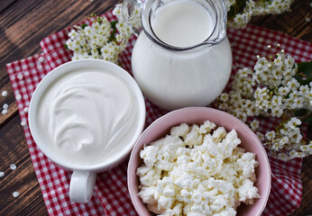 milk, cottage cheese and sour cream
