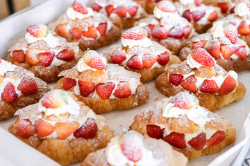 strawberry and fresh cream croissant
