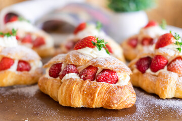 strawberry and fresh cream croissant
