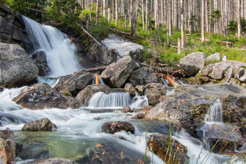 Beautiful Dlhý Waterfall in Slovakia's Tatra National Park
