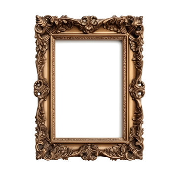 antique picture frame with transparent background, generative AI