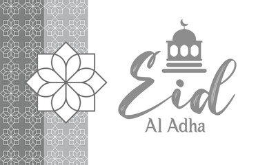 Eid Al Adha Mubarak background with gray color. Islamic ornament vector illustration