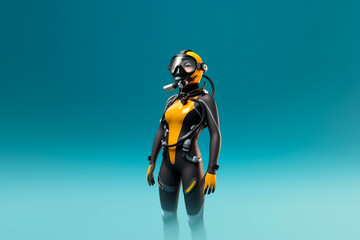 Naklejka premium Woman in wetsuit modelling 3d render