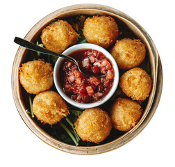 Fried chicken nuggets with vinagrette