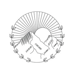 Hello June with sunset and mountains Vector Illustration	