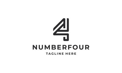 Obraz premium Four number modern logo icon design vector illustration